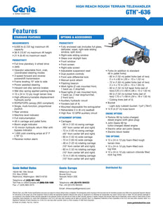 36 ft, 6,000 lb, Diesel, Telehandler For Rent